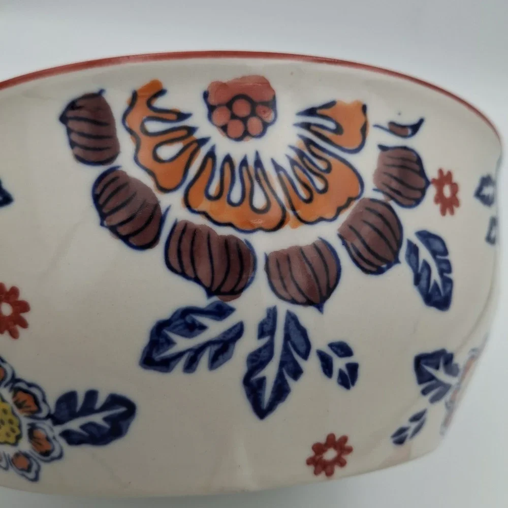 Yokohama Studio‎ Miyabi Japan Handpainted Floral Ceramic Noodle Serving Bowl